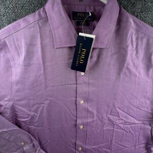 NWT Polo Ralph Lauren Men Easy Care Slim Fit Button Up Shirt PURPLE 17 34/35